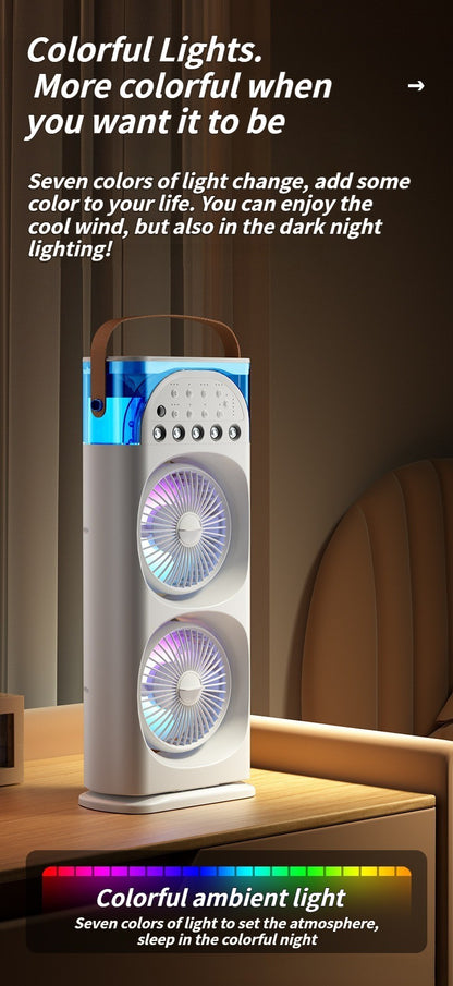 Multi-Function Mist Fan with Oscillating Air Conditioner, Aromatherapy, Colorful Lights & Timer for Home Office Use