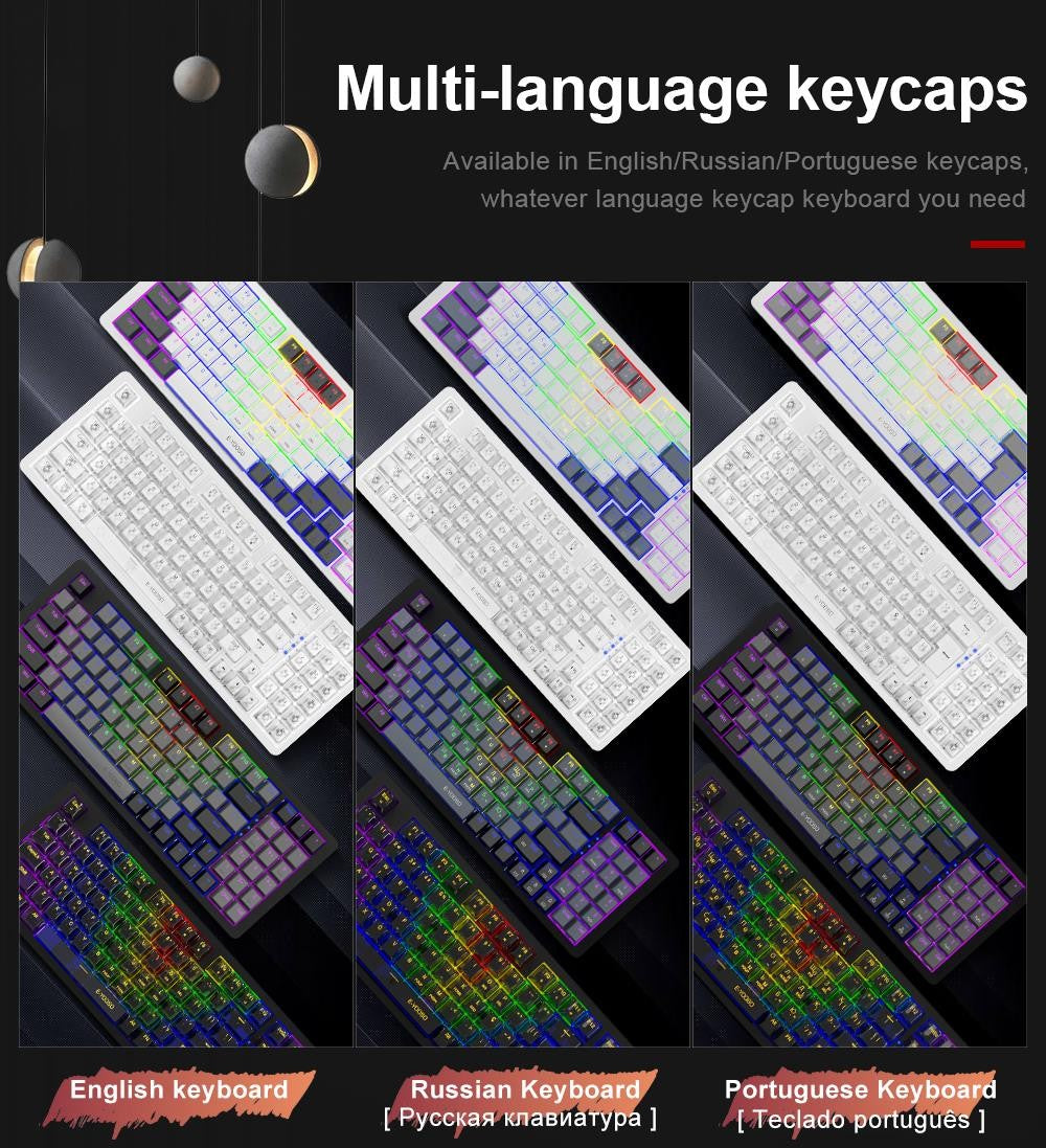 Teclado Mecânico Gamer E-YOOSO Z94 USB com Fio LED Monocromático Retroiluminado Switch Azul Vermelho 94 Teclas para Computador Laptop PC