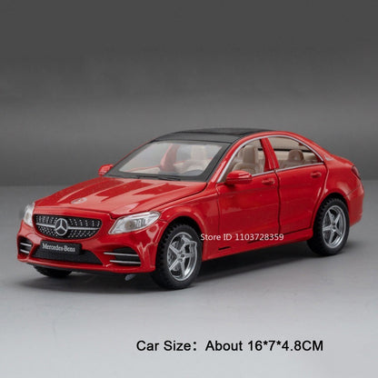 1:32 S650 C260 Modelo de Carro de Brinquedo em Miniatura Liga Fundida com Som Luz Portas Abertas Veículo de Simulação de Fricção Brinquedos para Presentes de Meninos