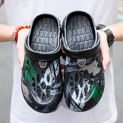 Men's Summer Camouflage Graffiti Sandals Garden Clogs Shoes Men Outdoor Beach Anti-skid Slippers Indoor Home Shoe big size 45-49