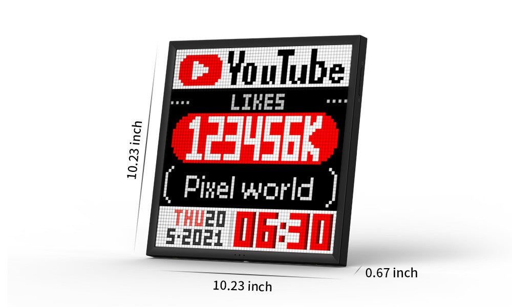 Divoom Pixoo 64 WiFi Pixel Art Display Moldura Digital WiFi com Controle via Aplicativo, Painel de LED 64 x 64 para Decoração de Sala de Jogos
