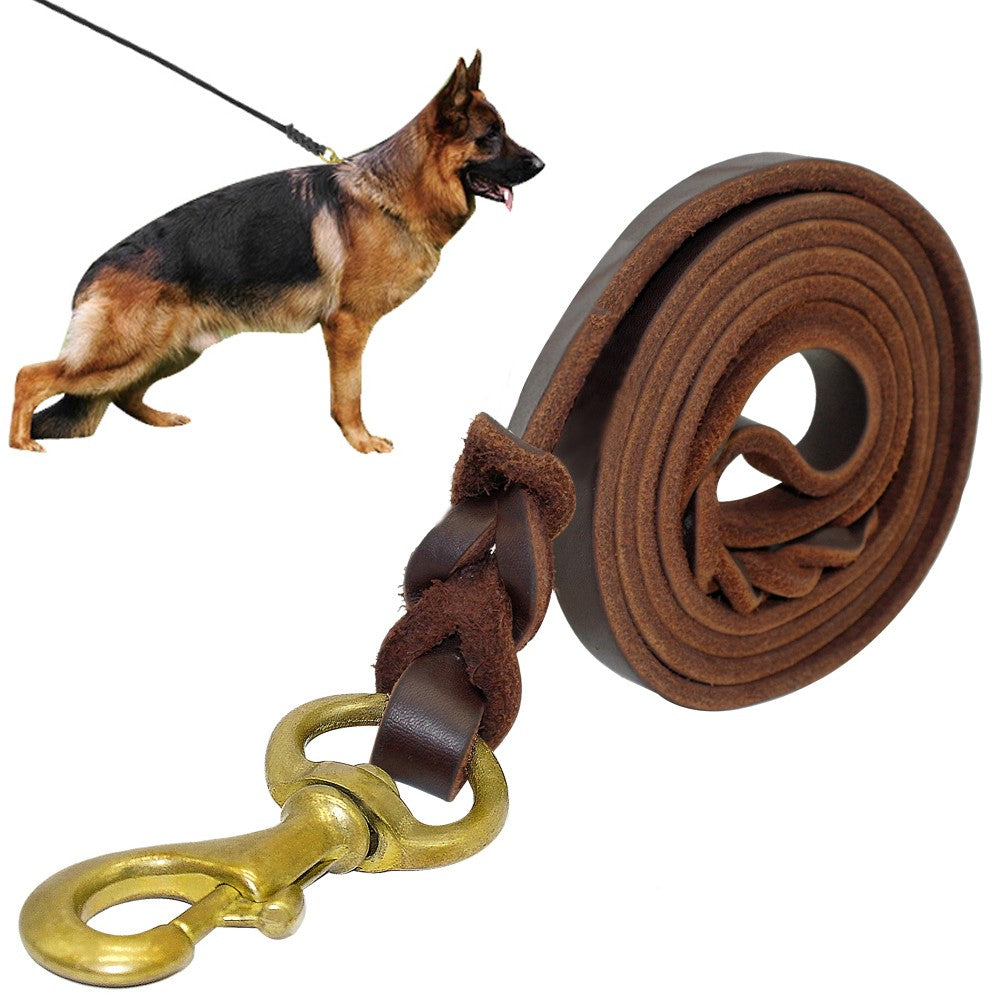 Coleira de Couro Genuíno para Cães Coleiras Longas Trançadas para Passeio e Treinamento de Animais de Estimação Cores Marrom e Preto para Animais de Estimação de Médio e Grande Porte