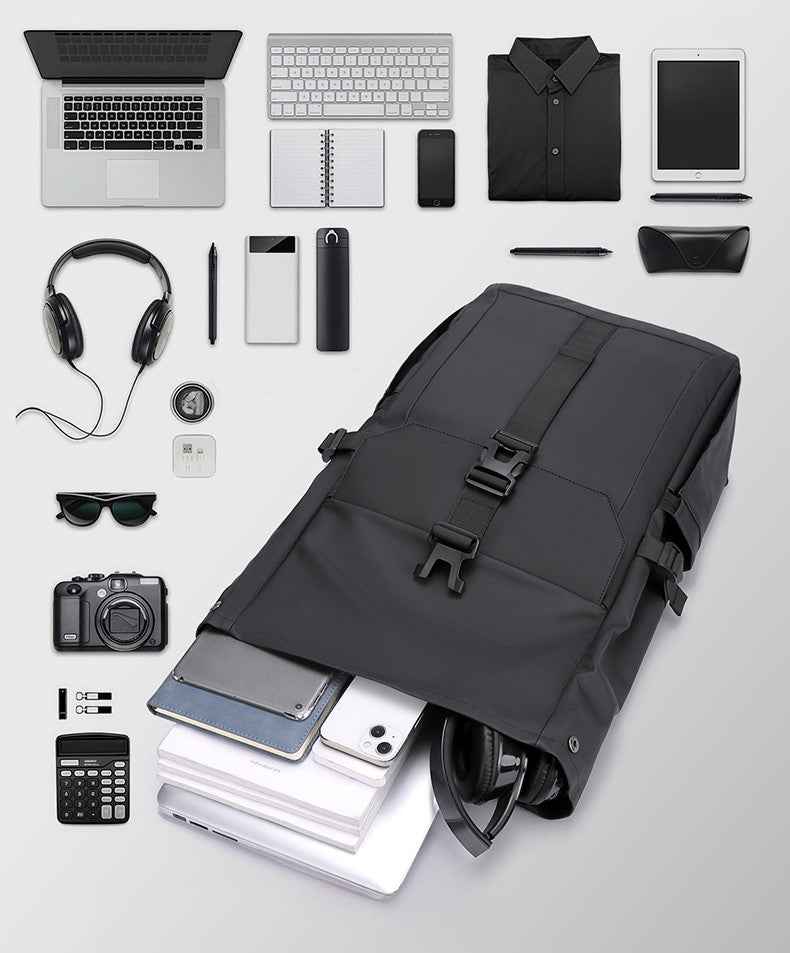 Men's Backpack Roll Top Bag Waterproof Laptop Compartment for Work Travel School Bag Hiking Bookbag Mens Gifts