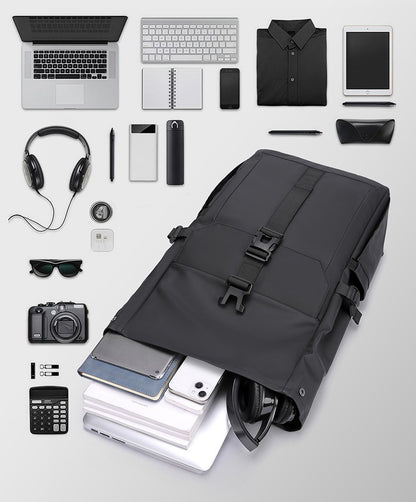 Men's Backpack Roll Top Bag Waterproof Laptop Compartment for Work Travel School Bag Hiking Bookbag Mens Gifts