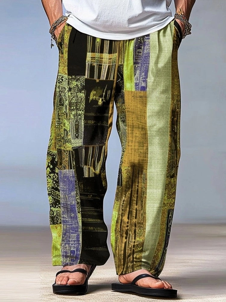 Men's Trousers Summer Pants Beach Pants Drawstring Elastic Waist 3D Print Stripe Graphic Prints Geometry Comfort Casual Pants