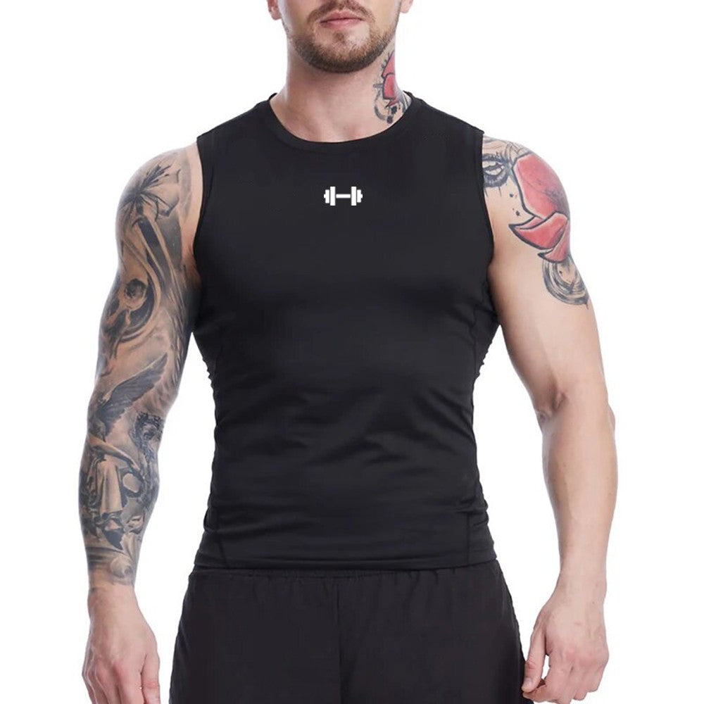 Compression Tank Top Men Gym Shirt Sleeveless Quick Dry Printing Sportswear Male Fitness Bodybuilding Vest Workout Muscle Top