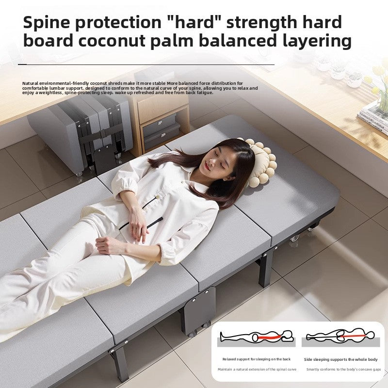 Cama dobrável, cama para pausa para almoço, cadeira para soneca, cama de acampamento portátil doméstica com tábua rígida para acompanhante.
