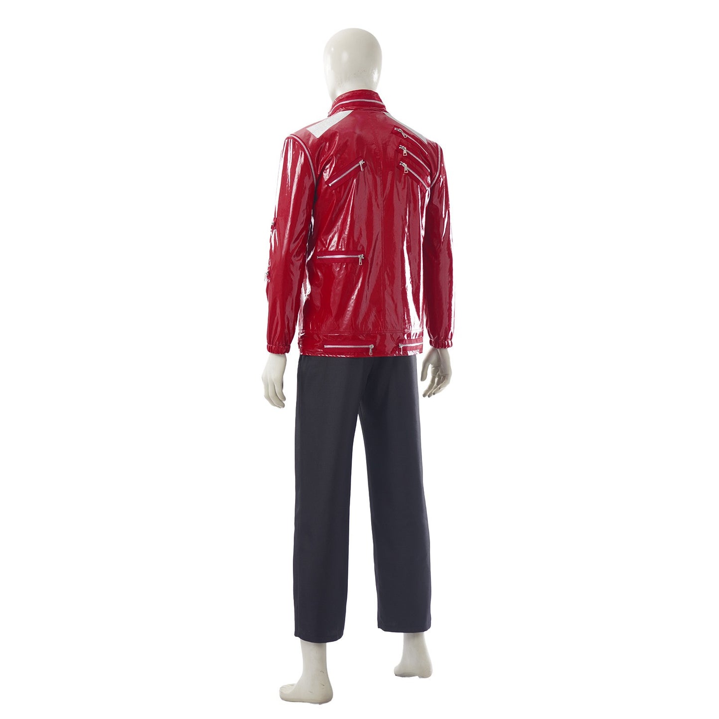 Red Zipper Michael Jackson MJ Beat It Jacket for Impersonators PU Leather Punk Casual Coat Halloween Stage Christmas Outwear Cos