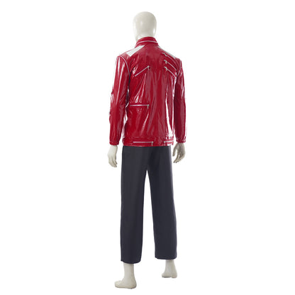 Red Zipper Michael Jackson MJ Beat It Jacket for Impersonators PU Leather Punk Casual Coat Halloween Stage Christmas Outwear Cos