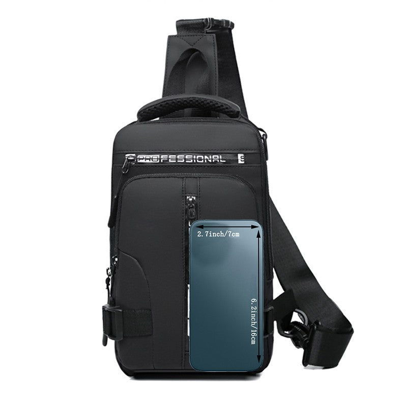 Men's dual-purpose crossbody and shoulder bag, multi-functional casual and versatile single-shoulder handbag, chest bag