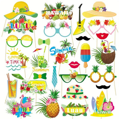 29 piece set of Hawaiian photography props for summer beach parties and tropical themed photography