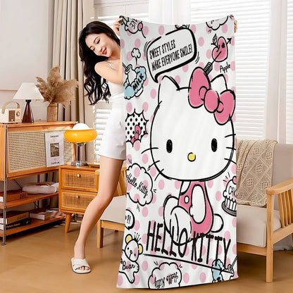 Kawaii H-Hello Kitty Microfiber Beach Towel Absorbent Quick Dry Soft Yoga Swimming Resort Mountain Climbing Towel