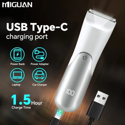 Men's body trimmer, electric shaver, electric inguinal and hair trimmer, ceramic blade male hygiene shaver trimmer