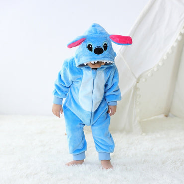 Newborn Baby Stitch Animal Cartoon Romper Clothes Girls Pajamas Long Sleeve Hooded Onesies Infant Boys Costumes For Halloween