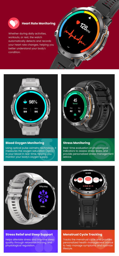 Smartwatch T-Rex 3 Militar Bateria 1000mAh 10ATM À Prova D'água GPS Bússola Altímetro Chamada AMOLED Masculino Natação Esportivo