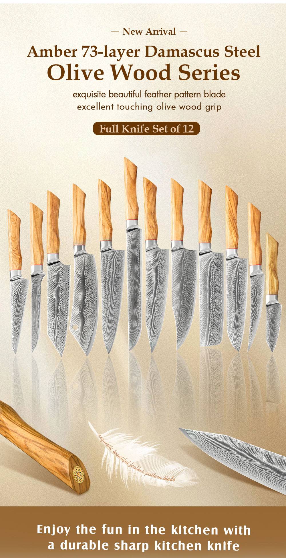 Conjunto de facas de cozinha para chef Damasco 67-LAY, faca japonesa Santoku Nakiri, faca utilitária, faca para desossar, faca de cozinha com cabo de madeira de oliveira HD