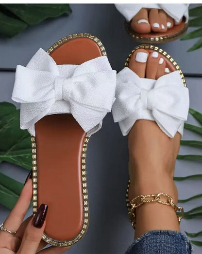 Women's Sandals Sweet Bow Summer Shoes Women Flat Sandals Inddor Outdoor Slippers Women 2025 New Sandals Summer Footwear Female