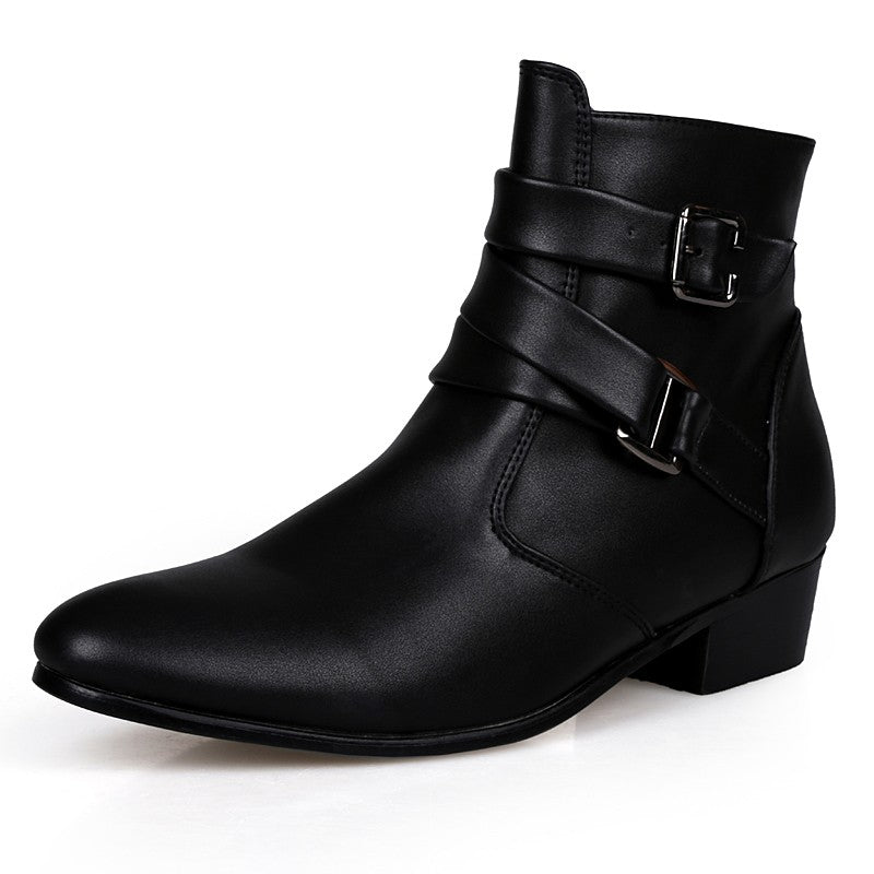 Hot Sale Luxury Chelsea Boots Men Pointed -toe Mens White Boots Black British Style High-heel Men Dress Boots Design Ankle Boot