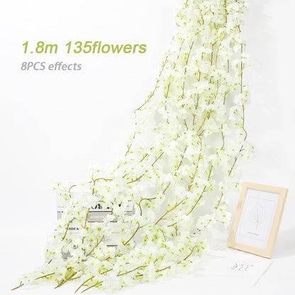Pink Sakura Artificial Flowers Garland Cherry Blossoms Vines Garden Arch Decor Fake Flower Garland Wedding Party Home Decoration