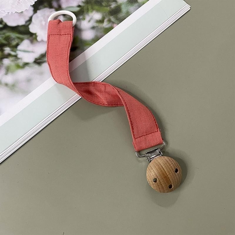 E06F Baby Cotton Pacifier Chain Wooden Clips BPA for Infant Newborn Shower Gift