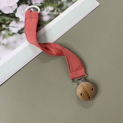 E06F Baby Cotton Pacifier Chain Wooden Clips BPA for Infant Newborn Shower Gift