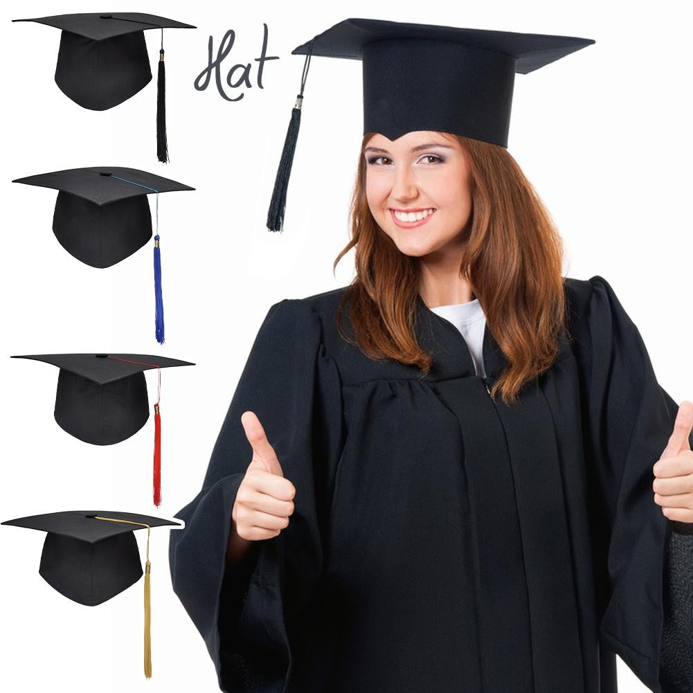 Black Adult Bachelor Caps Graduation Hat for Student 2023 Congratulation Graduation Party Decorations