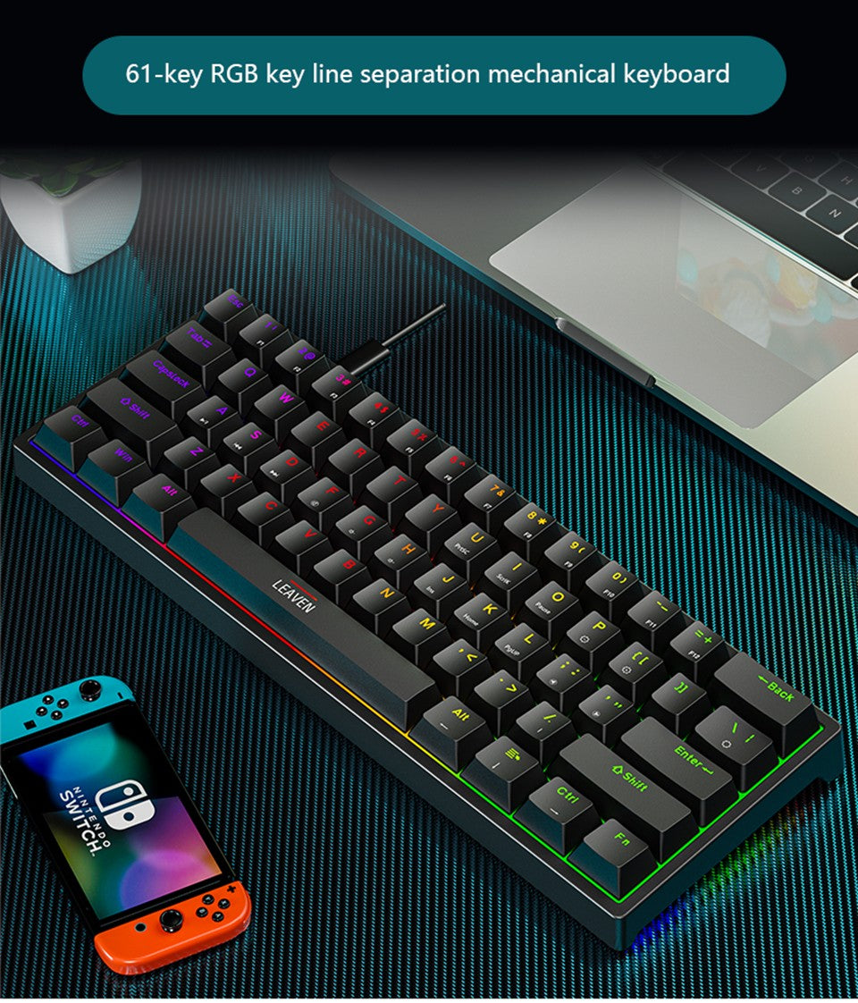 Teclado Mecânico Gamer Mini K620 61 Teclas RGB Hotswap Tipo-C com Fio Keycaps PBT Teclado Ergonômico 60%