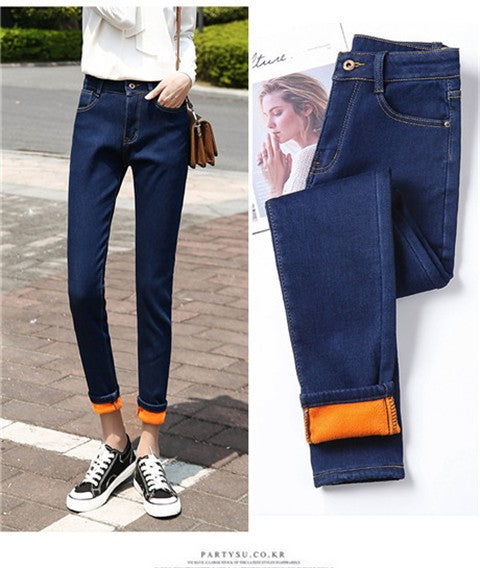 Winter Warm Jeans Woman 2022 High Waist Casual Velvet Ladies Trousers Female Pantalon Denim jeans for Women Pants clothe 40