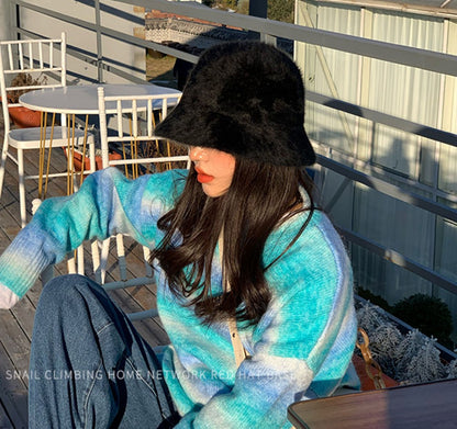 2023 new Hat winter women's fashion Solid color rabbit fur hat bucket cap  fisherman's hat  knitted wool basin Bucket Hat