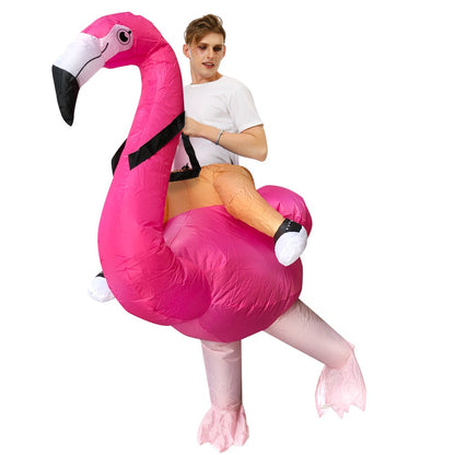 Flamingo Adult Inflatable Suit, Funny Party Costume, Halloween/Christmas/Themed Cosplay, Suitable for Heights of 150-190cm