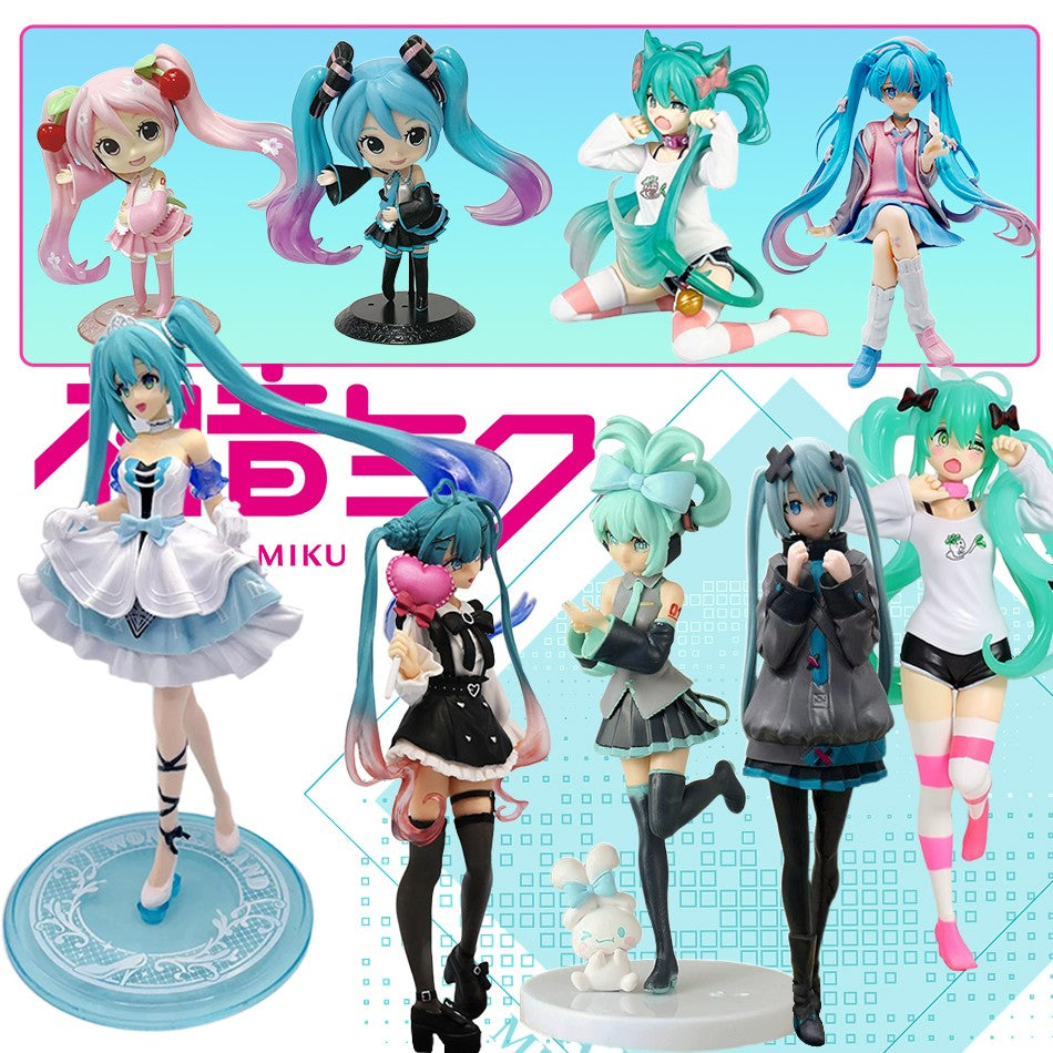 Animação Anime Linda Garota Hatsune Miku Artesanal Diabo Hatsune Miku Orelha de Gato Hatsune Miku Fofa Artesanal Modelo de PVC Decorações
