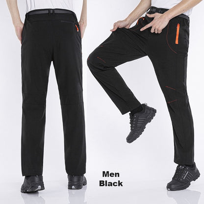 LNGXO Thick Warm Fleece Hiking Pants Men Winter Waterproof Windproof Outdoor Soft Shell Rain Trousers Trekking Camping Ski Pants