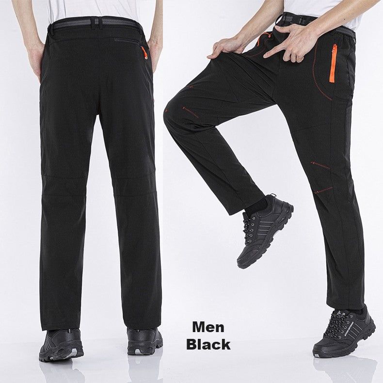 LNGXO Thick Warm Fleece Hiking Pants Men Winter Waterproof Windproof Outdoor Soft Shell Rain Trousers Trekking Camping Ski Pants