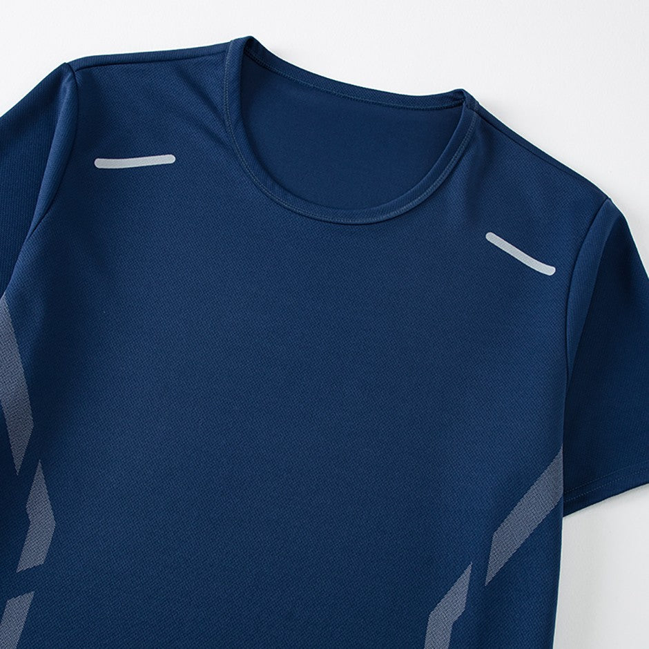 2-Piece Men's Summer Quick drying Sports Suit Loose And Breathable Short Sleeved T-shirt Running And Fitness Black Pocket Shorts