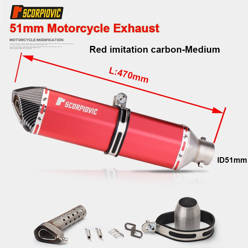 Universal Motorcycle 51mm Exhaust Pipe Carbon Fiber Muffler Exhaust Pipe db Killer Length300mm/ 370mm/ 470mm Multicolour Exhaust
