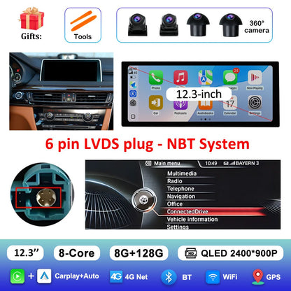 para BMW X5 F15 X6 F16 2014 - 2018 Sistema NBT/EVO Rádio Multimídia para Carro Android 15 GPS Navegação 4G BT Carplay Auto Ferramentas