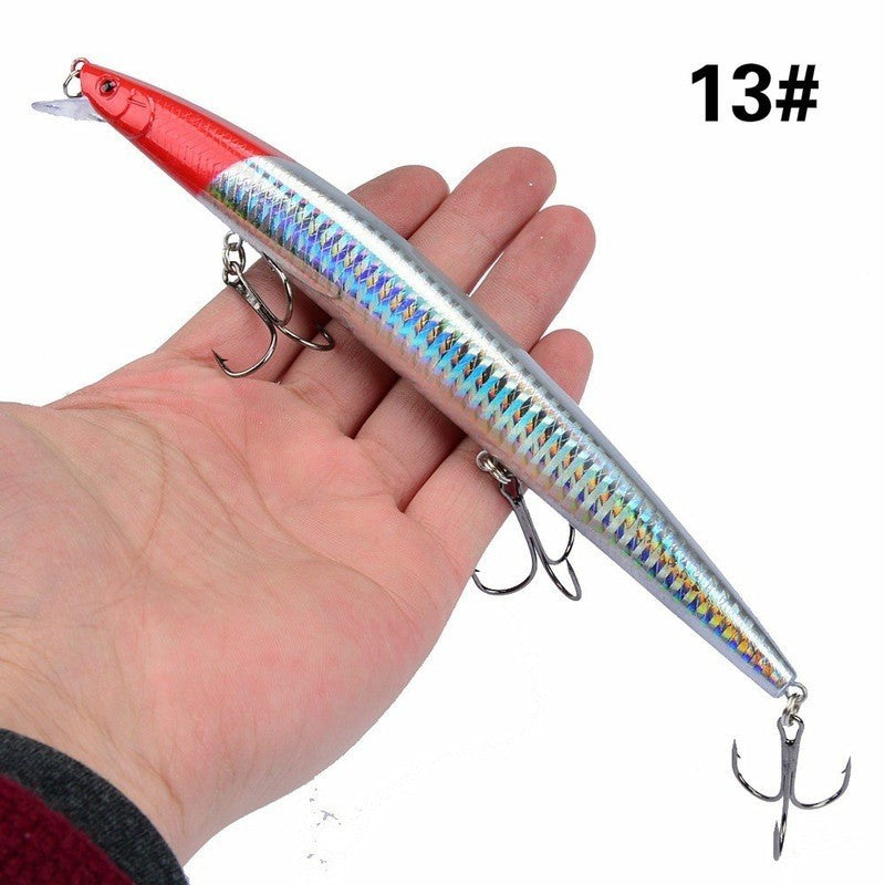 16 Cores 18cm 24g Isca Artificial Minnow Laser Crankbait Dura Isca Artificial Plástico Grande Iscas Artificiais para Pesca Marinha