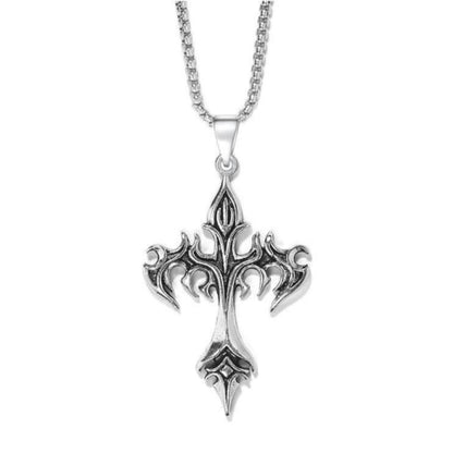 Gothic Cross Necklace For Women Men Punk Hollow Flower Cross Charms Choker Chain Vampires Pendant Jewelry Party Accessories Gift