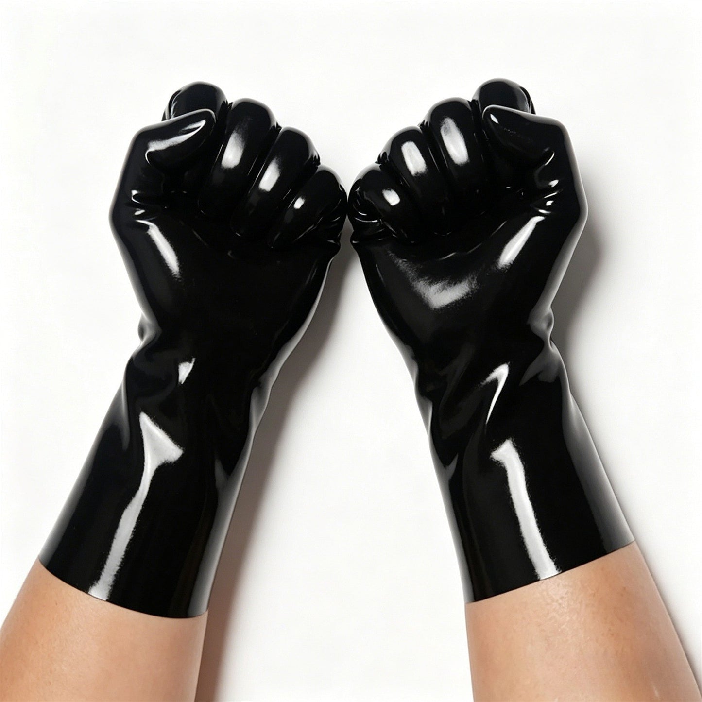 Unisex Natural Latex Black Gloves Rubber Short Gloves Cosplay Costumes Accessory