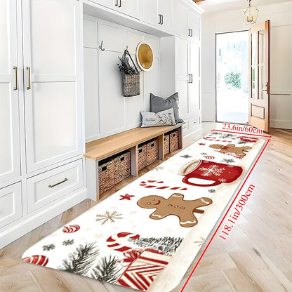 VIKAMA Christmas Carpet Gingerbread  Kitchen Rug Doormat Welcome Mat Runner Rug Winter Rug For Bedroom Warm Carpet For Live Room