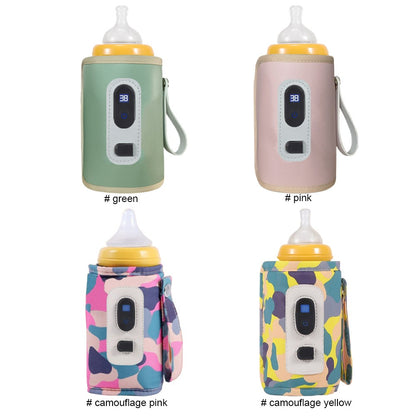 USB Baby Bottle Heater 5 Gear Adjustable Temperature Display Baby Bottle Heating Warmer 38°C-55°C for Outdoor Car Travel