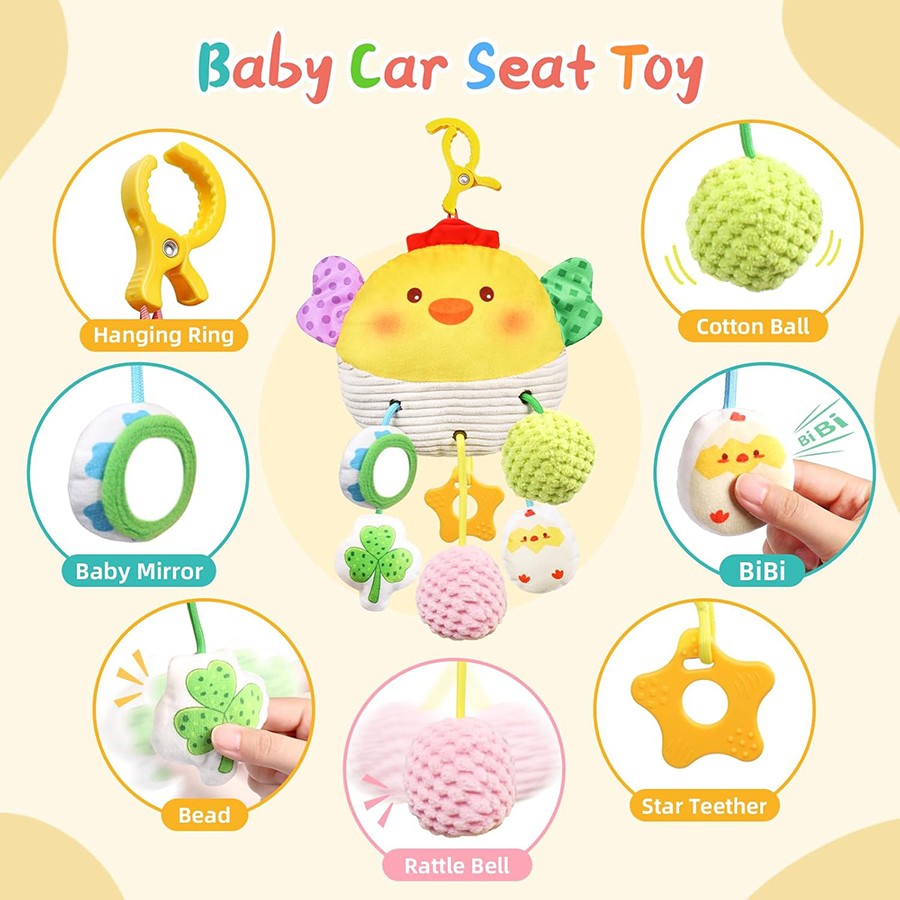 Car Seat Toys Newborn Toys Stroller Toy Baby Toys Carseat Toy for Infants for Carseat Stroller Crib with Music Rattles Teether