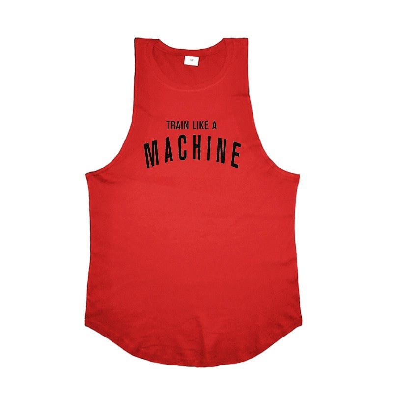 TRAIN LIKE A MACHINE Cotton Bodybuilding Tank Top Mens Workout Singlets Fitness Stringer Clothing  Sleeveless Men's casual vest