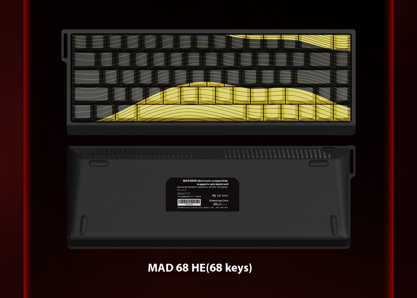 Teclado FGG Original MADLIONS Mad 60/68 HE E-sport com Switch Magnético 0.02 RT 8K HZ Com Fio RGB Hot Swap Latência 0.125ms Personalizado