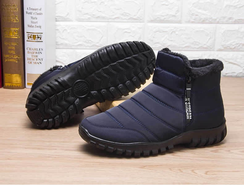 Botas de Inverno Masculinas Tênis de Algodão Quente com Zíper Botas de Neve Cano Curto, Sapatos Casuais de Outono Botas de Neve Impermeáveis com frete grátis