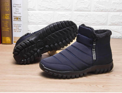 Botas de Inverno Masculinas Tênis de Algodão Quente com Zíper Botas de Neve Cano Curto, Sapatos Casuais de Outono Botas de Neve Impermeáveis com frete grátis