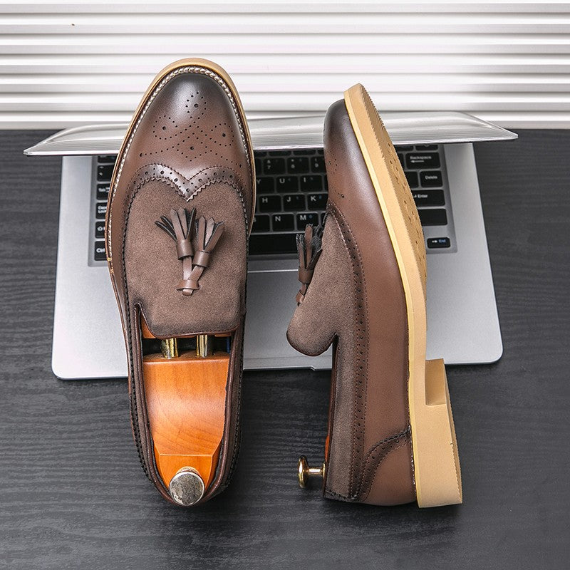 Men Business Dress Casual Fashion Elegant Formal ShoesSlip-on Evening Dress Loafers Party Tassel Leather Shoes Wedding Shoes