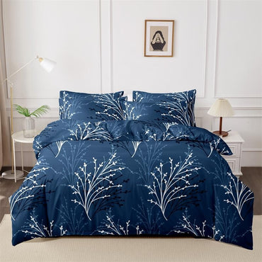 Kuup Queen Size Matte Duvet Cover with Flower Branch Design High Quality Skin Friendly Colored Bedding Set Quilt Cover