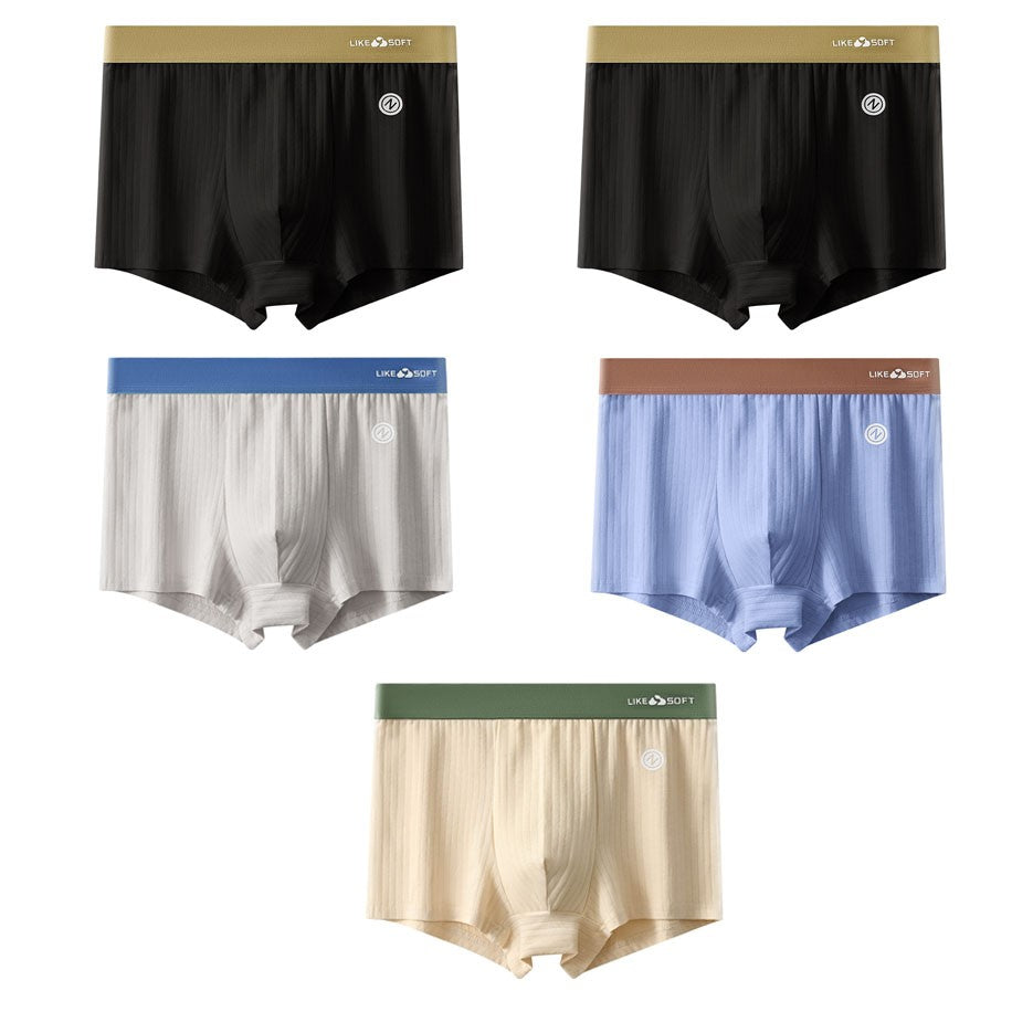 5PCS Men Striped Boxer Underwear Sexy Underpants Male Homme U Convex Shorts Lingerie Boxershorts Men Boxers Panties XL-3XL