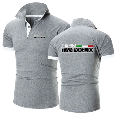 2024 Summer Men's Tanfoglio Logo Print High Quality Cotton Short Sleeve Solid Color Casual Lapel Collar Quick Drying Polo Shirts